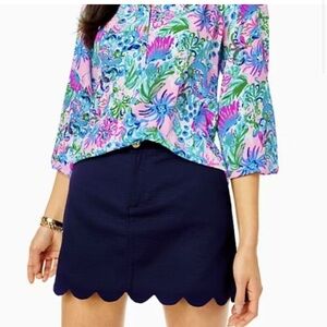 Lilly Pulitzer Navy Blue Scalloped Skort